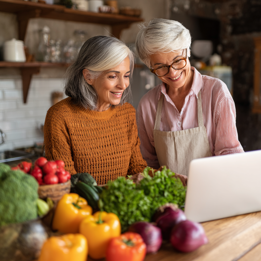 Nutritionist working with mature adults on personalized meal planning